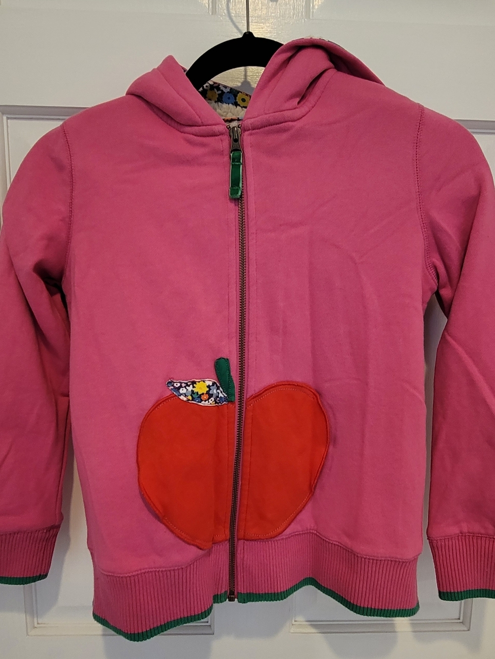 Pink Hoodie with Red Apple Applique